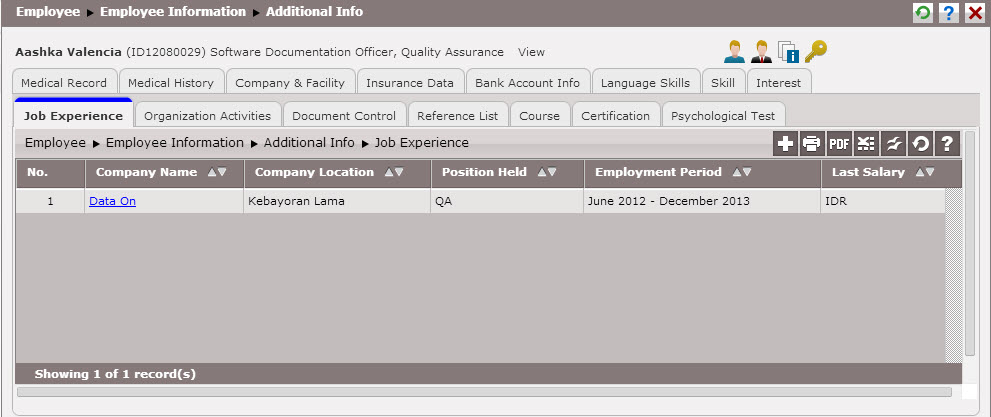 Job Experience – GreatDay Knowledge Base