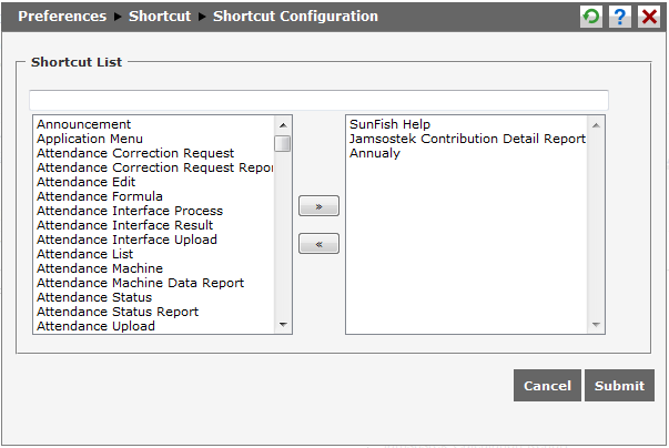 Configuration Shortcut GreatDay Knowledge Base